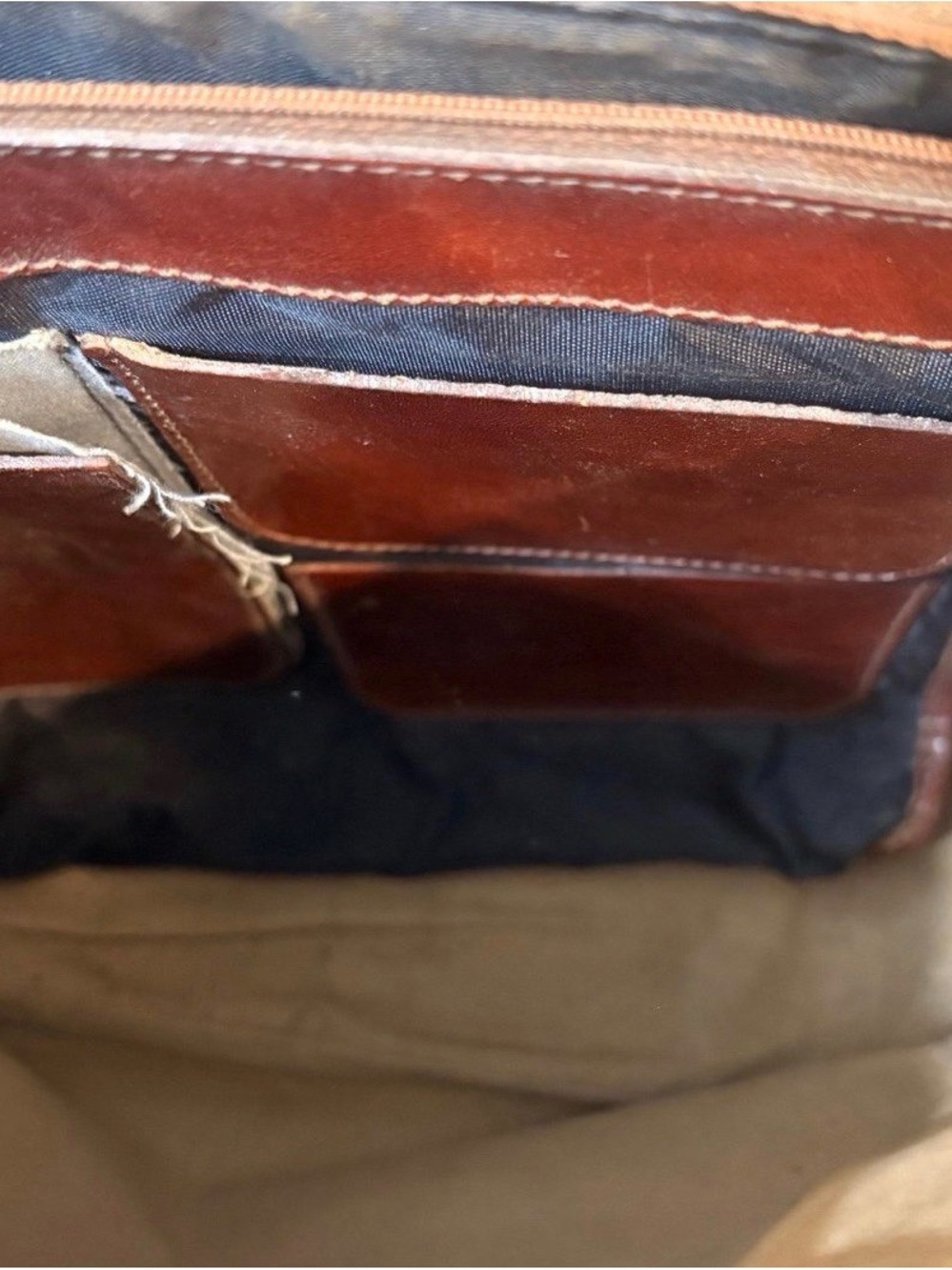 Vintage 90s Brahmin Brown Leather Handbag/Satchel - Picture 7 of 11